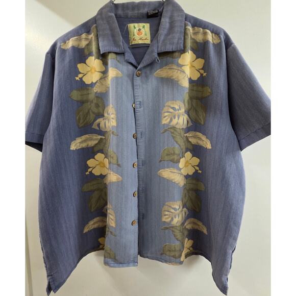 Joe Marlin Aloha; Hawaiian; Tropical Shirt; SS; Blue; Floral Pattern; Sz XL - Picture 1 of 8